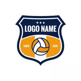 Emblem Logo Retro Badge and Volleyball logo design