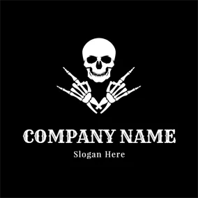 Rock Logo Rock Gesture and Human Skeleton logo design
