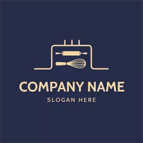 Bakery Logo Rolling Pin and Stirrer logo design