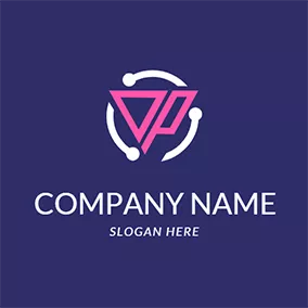 Pロゴ Round Triangle Abstract Letter D P logo design