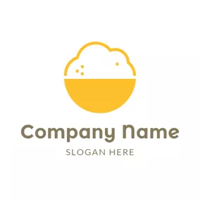 Rice Logo Rounded Bowl and Abstract Rice logo design