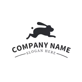 Bunny Logo Running Black Rabbit and Outline logo design