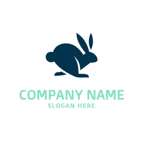 Bunny Logo Running Blue Rabbit logo design