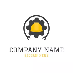 Handyman Logo Safety Helmet and Wheel Gear logo design