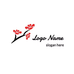 Sakura Logo Sakura Branch and Heart logo design