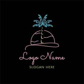 Logótipo De Palmeira Sandbeach and Palm Tree logo design