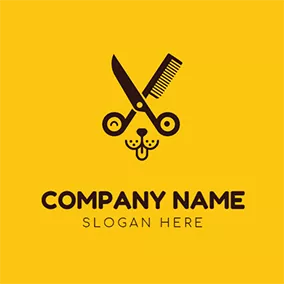 Dog Grooming Logo Scissor Comb and Abstract Dog logo design
