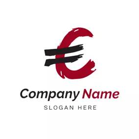 Finance & Insurance Logo Script Red and Black Euro Symbol logo design