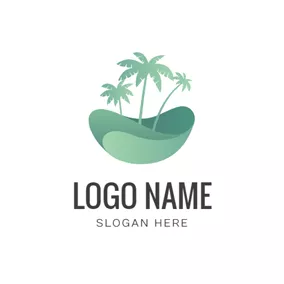 Logótipo De Palmeira Sea Wave and Palm Tree logo design