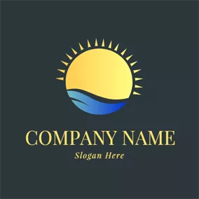 Sunrise Logo Sea Wave and Sunlight logo design