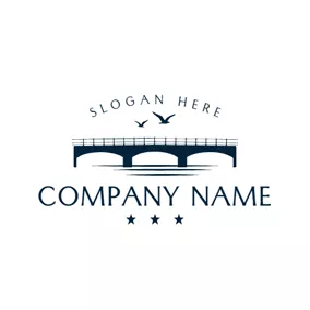River Logo Seagull and River Bridge logo design