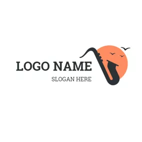 Music Logo Semi Circle and Saxophone logo design