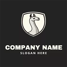 盾牌Logo Shield and Cartoon Llama logo design