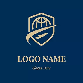 盾牌Logo Shield Earth Airline Passport logo design