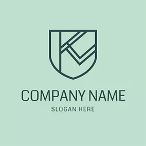 K Logo Shield Line and Letter K V logo design