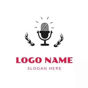 Music Logo Shining Black Microphone logo design