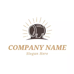 Food & Drink Logo Shiny Brown Wooden Barrel logo design