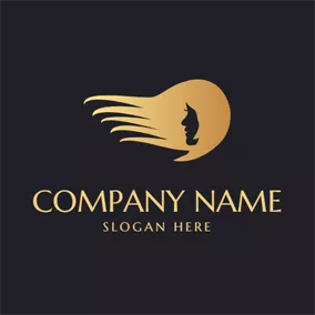 Beauty Salon Logo Side Face and Golden Long Hair logo design