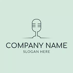 Karaoke Logo Simple Black Microphone Icon logo design