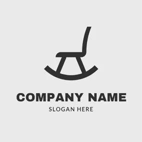 Chair Logo Simple Black Rocking Chair logo design