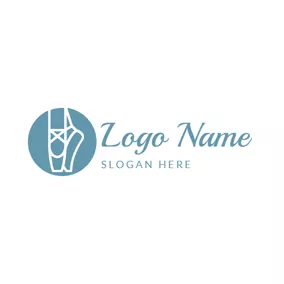 Ballet Logo Simple Blue and White Ballet Shoes logo design