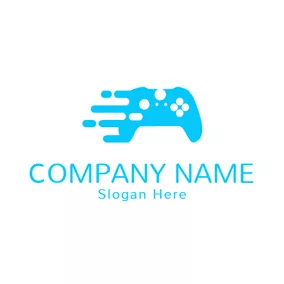 Gaming - Simple Blue & White Gamepad logo design