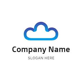 Art - Simple Blue Cloud  & Ribbon logo design