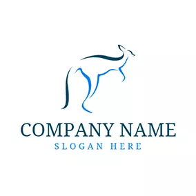 Kangaroo Logo Simple Blue Kangaroo Icon logo design