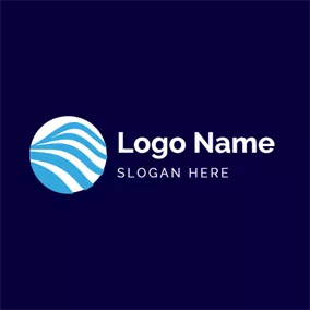 Company & Organization Logo Simple Blue Lines and White Circle logo design