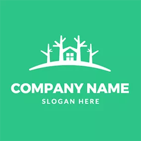 House Logo Simple Branch House Outline Treehouse logo design