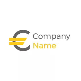 Finance & Insurance Logo Simple Brown and Yellow Euro Sign logo design