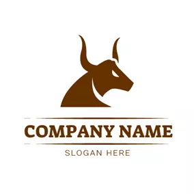 Buffalo Logo Simple Brown Buffalo Head logo design