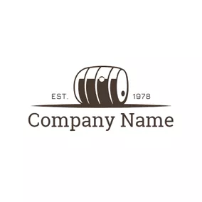 Food & Drink Logo Simple Brown Cast Barrel logo design