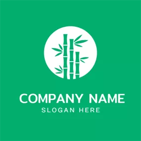 Bamboo Logo Simple Circle and Green Bamboo logo design