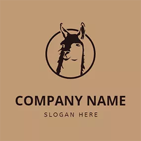 Llama Logo Simple Circle and Llama Head logo design