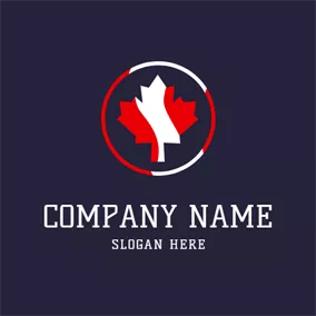 Maple Leaf Logo Simple Circle and Maple Leaf logo design