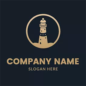 Leuchtturm Logo Simple Circle Lighthouse Coast logo design