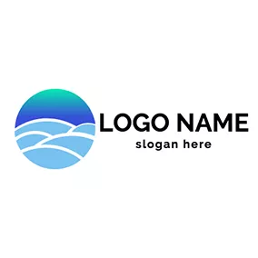 Sea Logo Simple Circle Sea Aurora logo design