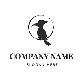 Woodpecker Logo Simple Circle Woodpecker Outline logo design