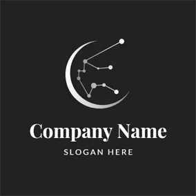 Universe Logo Simple Crescent and Aquarius Constellation logo design