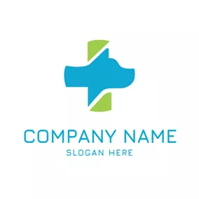 Veterinary Logo Simple Cross and Abstract Dog Head logo design