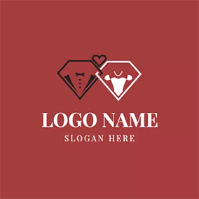 Wedding Logo Simple Diamond Couple Wedding logo design