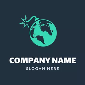 Bomb Logo Simple Earth and Bomb Sign logo design