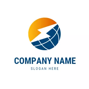 Industrial Logo Simple Earth and Lightning logo design