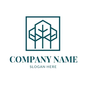 Emblem Logo Simple Frame and Tree logo design