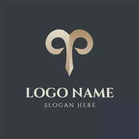 Zodiac Logo Simple Golden Aries Sign logo design