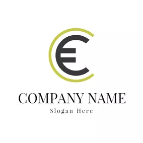 Finance & Insurance Logo Simple Green and Black Euro Symbol logo design