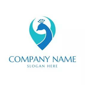 Peacock Logo Simple Green and Blue Peacock logo design