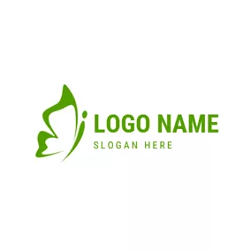 Emblem Logo Simple Green Butterfly logo design