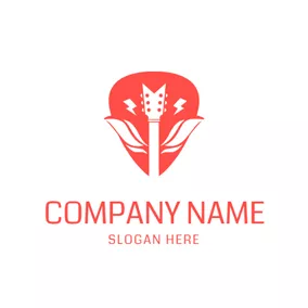 吉他Logo Simple Guitar and Beautiful Wings logo design